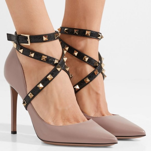 Valentino Shoes - Valentino Rock Studded Ankle Crisscross Heels